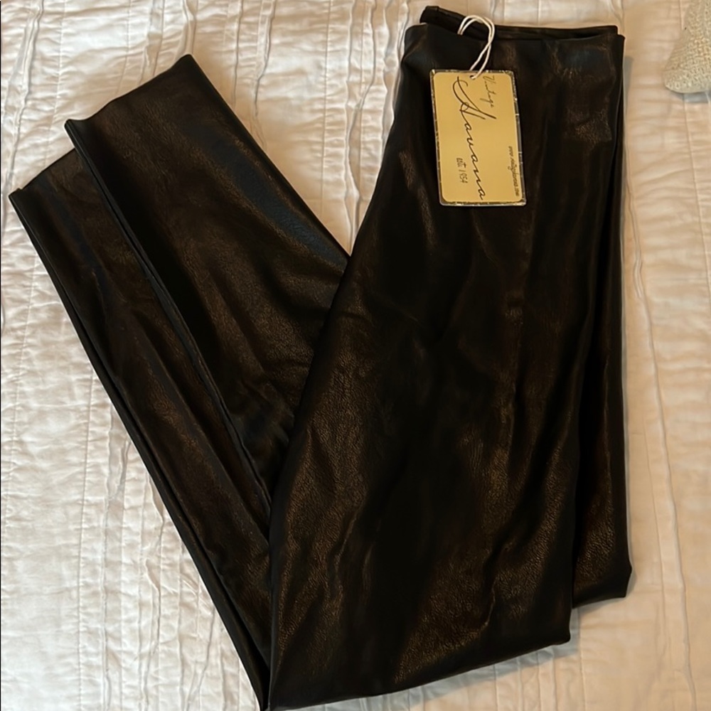 Vintage Havana Faux Leather Leggings